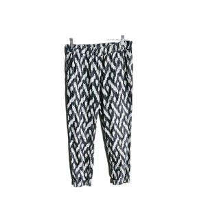 womans J Crew Animal Print Elastic Waist Joggers‎ Size 6 100% Cotton White